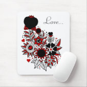 Rote u. schwarze abstrakte Herzen u. Mousepad (Mit Mouse)