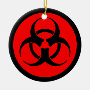 Rote u. schwarze Biogefährdung-Symbol-Verzierung Keramik Ornament