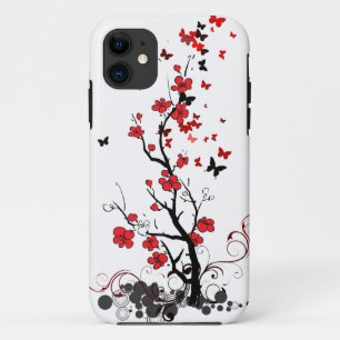 Rote u. schwarze Blumen iPhone 11 Hülle