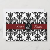 Rote u. schwarze Damast-Einladung Einladung (Rückseite)