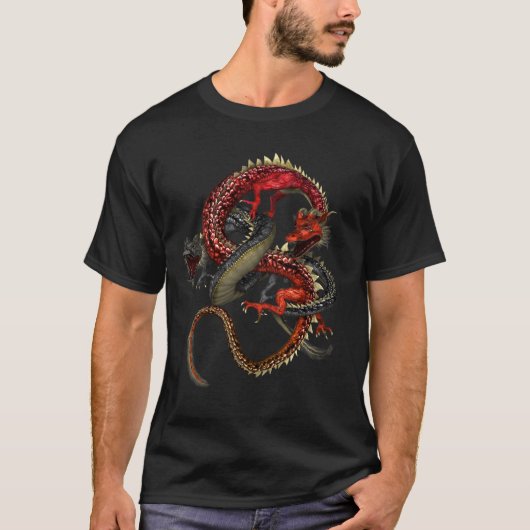Rote u. schwarze Drachen T-Shirt (Vorderseite)