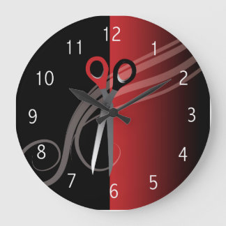 Rote u. schwarze Friseursalonuhr Große Wanduhr