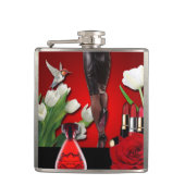 Rote u. schwarze Girly Mode Flachmann (Vorderseite)