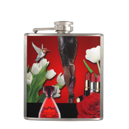 Rote u. schwarze Girly Mode Flachmann