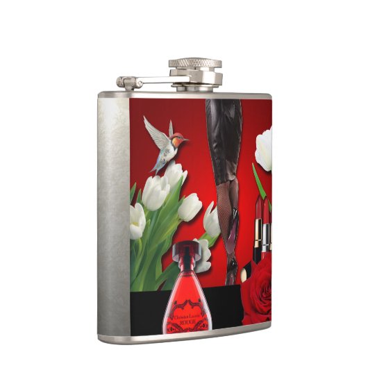 Rote u. schwarze Girly Mode Flachmann (Rechts)