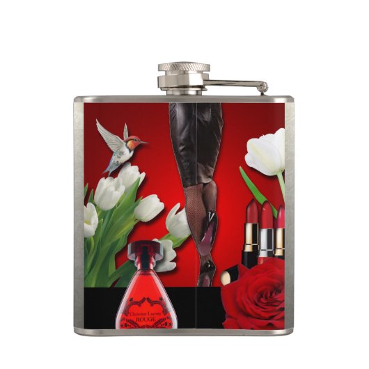 Rote u. schwarze Girly Mode Flachmann (Rückseite)