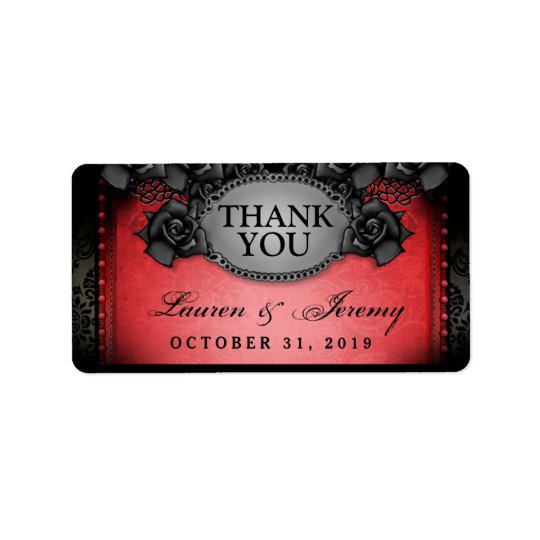 Rote u. schwarze Halloween-Hochzeit danken Ihnen Adressaufkleber