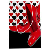 Rote u. schwarze Herzen mit rotem hohem Heels Mittlere Geschenktüte (Vorderseite)