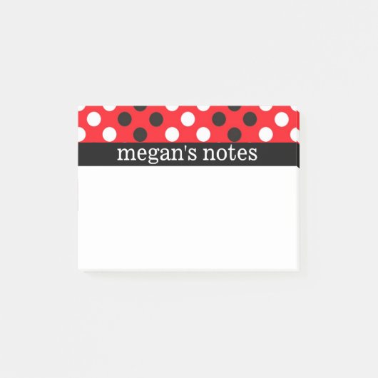 Rote u. schwarze Tupfen Post-it Klebezettel (Vorderseite)