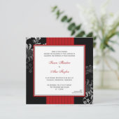Rote u. schwarze verzierte einladung (Stehend Vorderseite)