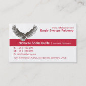 Rote u. weiße FalknereifirmenVisitenkarte Eagles Visitenkarte (Vorderseite)