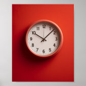 rote Uhr an roter Wand Poster (Vorne)