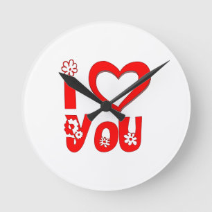 Rote Uhr 'Ich liebe dich' für die Wand