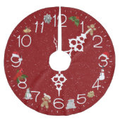Rote Uhr mit Weihnachtselementen Polyester Weihnachtsbaumdecke (Vorderseite)