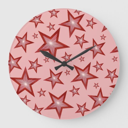 Rote Uhr rund um die Uhr in hellrosa (Vorderseite)