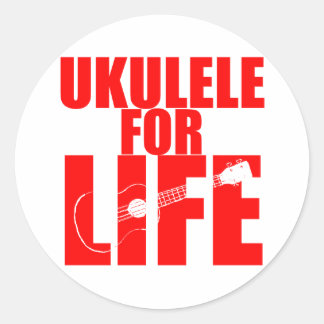 Rote Ukulele Runder Aufkleber