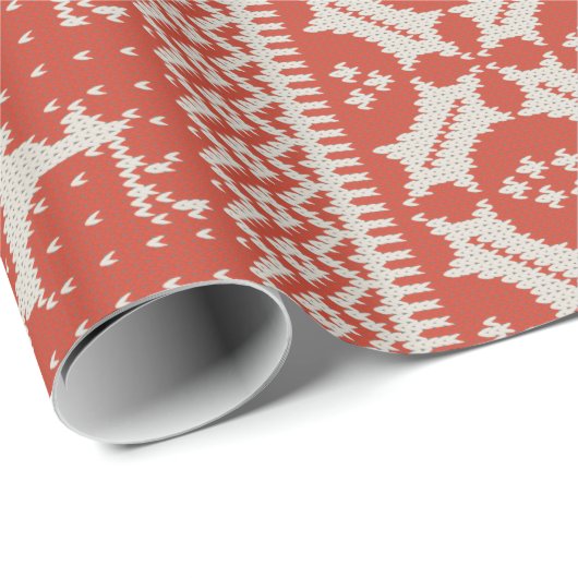 rote und angemessene Insel-Stricksahnestrickjacke Geschenkpapier (Rolleneckpunkt)