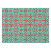 Rote und aquamarine Blumen Tischdecke (Vorderseite (Horizontal))
