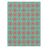 Rote und aquamarine Blumen Tischdecke (Vorderseite)