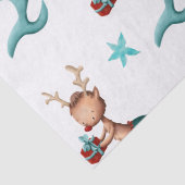 Rote und Aquamarine Meerjungfrau Rentiere mit Ster Seidenpapier (Detail)