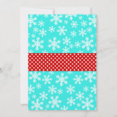 Rote und Aquamarine Schneeflocken Wintereinland Einladung (Rückseite)