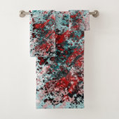 Rote und aquamarine Spritzer Badhandtuch Set (Insitu)