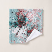 Rote und aquamarine Spritzer Badhandtuch Set (Waschlappen)