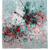 Rote und aquamarine Spritzer Duschvorhang (Vorderseite)