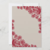 Rote und Beige Daisy Einladungen für Hochzeiten (Rückseite)