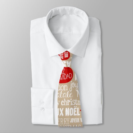 Rote und beige WeihnachtsRedewendungens-Sprachen Krawatte (Gebunden)