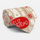 Rote und beige WeihnachtsRedewendungens-Sprachen Krawatte (Gerollt)