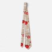 Rote und beige WeihnachtsRedewendungens-Sprachen Krawatte (Rückseite)