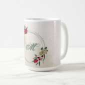 rote und blassgelbe Blumen Grün Kaffeetasse (VorderseiteRechts)