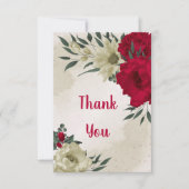 rote und blassgelbe Blumen und grüne Blätter Dankeskarte (Vorderseite)