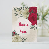 rote und blassgelbe Blumen und grüne Blätter Dankeskarte (Stehend Vorderseite)