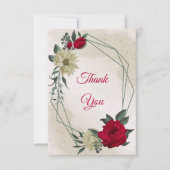 rote und blassgelbe Blumen und grüne Blätter Dankeskarte (Vorderseite)