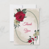 rote und blassgelbe Blumen und grüne Blätter Dankeskarte (Vorderseite)