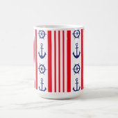 Rote und blaue Anker Segelboote Kaffeetasse (Mittel)