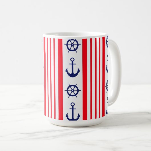 Rote und blaue Anker Segelboote Kaffeetasse (VorderseiteRechts)