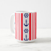 Rote und blaue Anker Segelboote Kaffeetasse (Vorderseite Links)