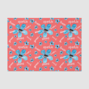 Rote und blaue Aquarellfarben-Blume mit Affirmatio Seidenpapier