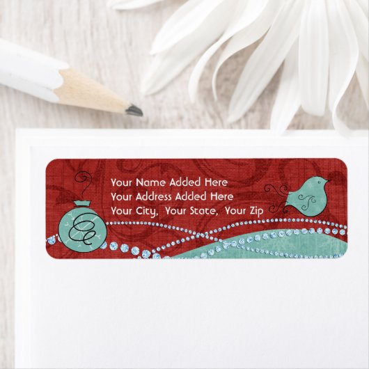 Rote und Blaue Bird-Rücksendeadressen-Aufkleber (Insitu)