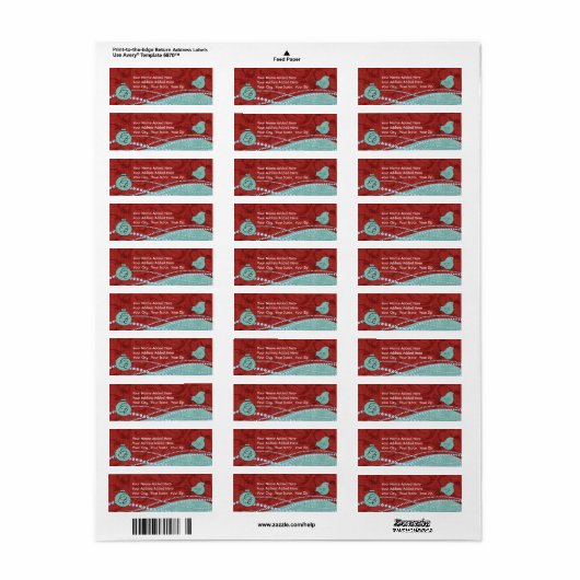 Rote und Blaue Bird-Rücksendeadressen-Aufkleber (Vorne)