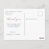 Rote und blaue Blume Blumenhochzeit Vielen Dank Postkarte (Rückseite)