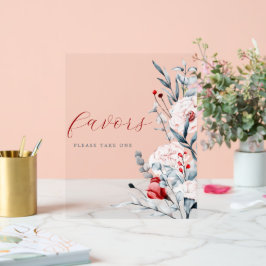 Rote und blaue Blume Gastgeschenk Hochzeit Acrylschild