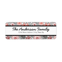 Rote und blaue Blume - Rücksendeadressen-Aufkleber