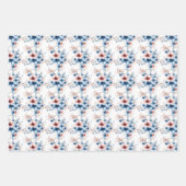 Rote und blaue Blumen auf Weiß Geschenkpapier Set (Vorderseite)