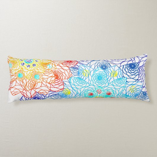 Rote und Blaue Blumen Seitenschläferkissen (Rückseite)