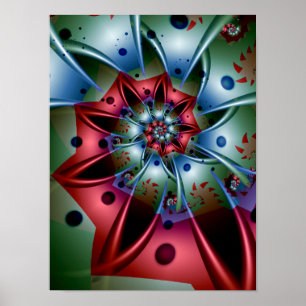 Rote und blaue Blütenblätter Poster