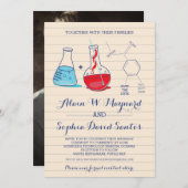 Rote und Blaue Chemie Foto Hochzeitseinladungen Save The Date (Vorne/Hinten)